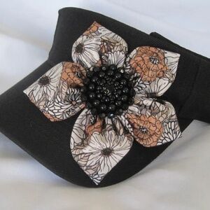 Sun Golf Visor black with Petal Flower